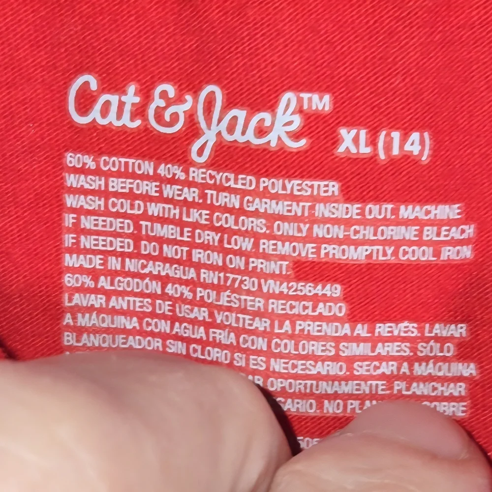 Cat&Jack Red Long Sleeve Be My Bestie Valentine Graphic Tee Sz 14